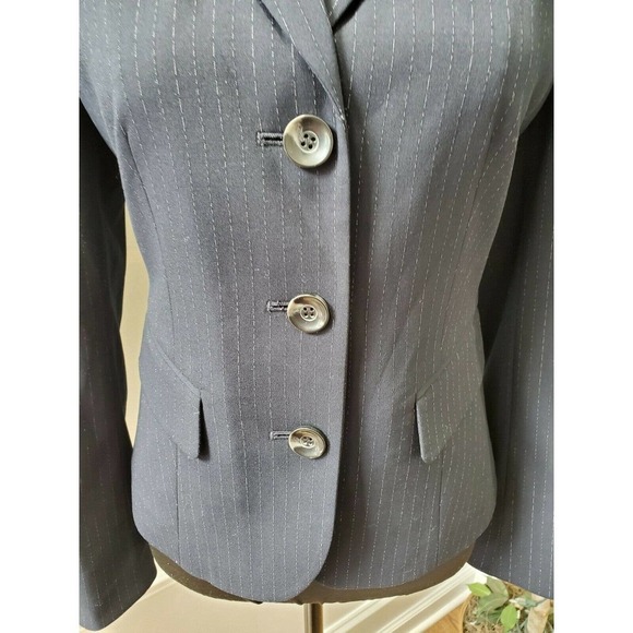 Jones Wear Women's Blue Lined Polyester Long Sleeve 3 Buttons Stretch Blazer 8P - Picture 3 of 11